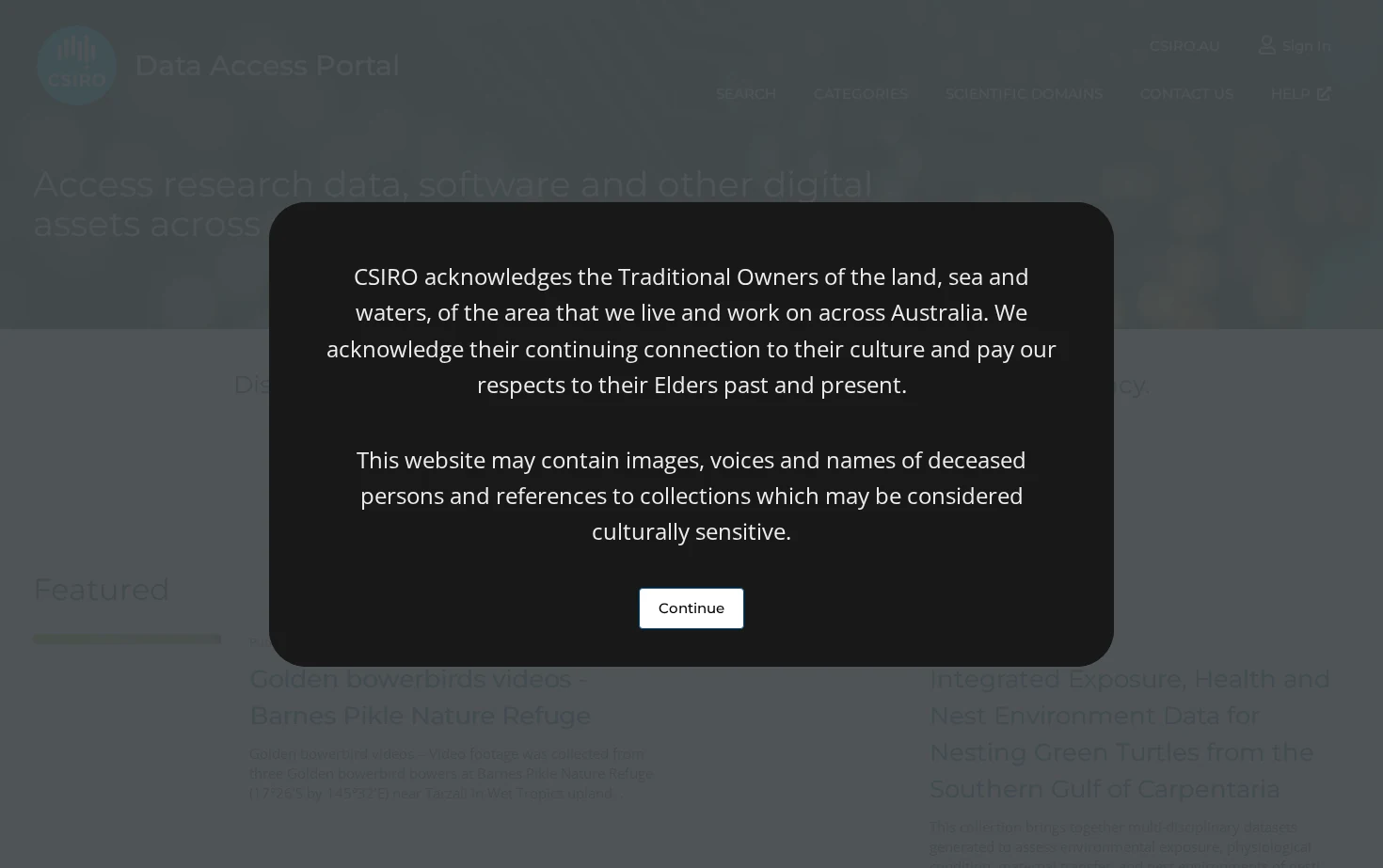 CSIRO Data Access Portal 页面快照